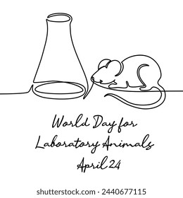 arte de línea del Día Mundial de los Animales de Laboratorio bueno para el Día Mundial de los Animales de Laboratorio celebrar. arte de línea. ilustración.