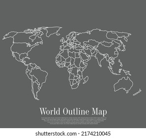 Line art of a world, An illustration of world map, A beautiful drawing of different countries