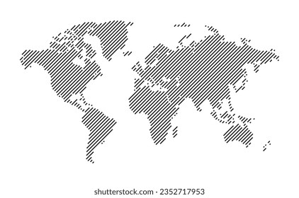 line art world map isolated on white background 