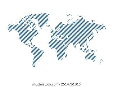 Line art world map isolated on white background. Vector illustration. World map vector. Suitable for web site pattern, Annual report, Infographics. Globe. Business presentation, Marketing, travel.