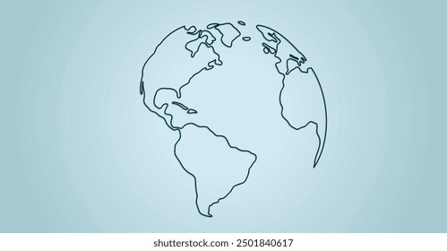 Line art World Map round shape empty vector background