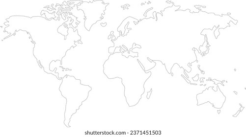 Line art world map white background .