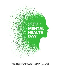 line art world mental health day poster with human head and heart vector