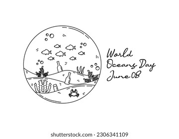 line art of world oceans day good for world oceans day celebrate. line art. illustration.