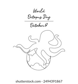 line art of World Octopus Day good for World Octopus Day celebrate. line art.