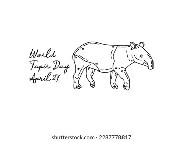 line art of world tapir day good for world tapir day celebrate. line art. illustration.