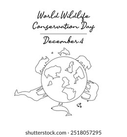 Arte lineal del Día Mundial de la Conservación de la Vida Silvestre Bueno para el Día Mundial de la Conservación de la Vida Silvestre.