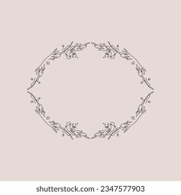 Line Art Wreath Art Nouveau Ornament Floral Vector Frame
