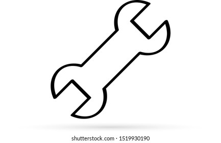 line art, wrench icon, vector illustration