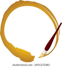 
Line art written with calligraphy brush and golden ink