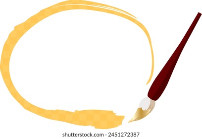 
Line art written with calligraphy brush and golden ink