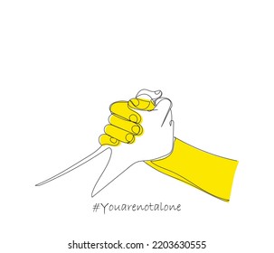 Line Art Of Yellow Septeber Suicide Prevention With Hashtag You Are Not Alone
