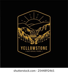 Ilustração do logotipo do emblema de Yellowstone Falls National Park