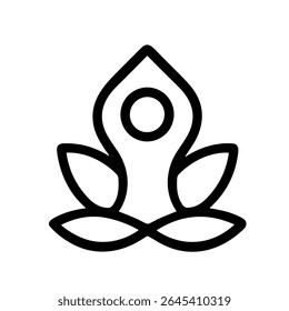 Line Art Yoga Pose Lotus Position with Leaves Spa Icon
