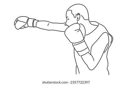 line art of young man boxer vector illustration