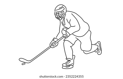 line art of young professional ice hockey player