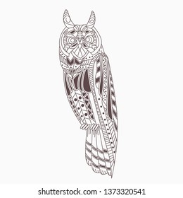 line art zentangle of owl 