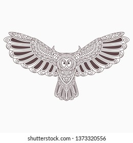 Line Art Zentangle Owl Stock Vector (Royalty Free) 1373320556 ...