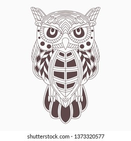 Line Art Zentangle Owl Stock Vector (Royalty Free) 1373320577 ...