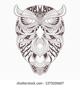 line art zentangle of owl 