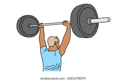 line artcolor of strong weightlifter man vector illustration