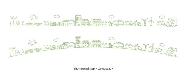 Line art,Decarbonization concept image,Simple vector illustration