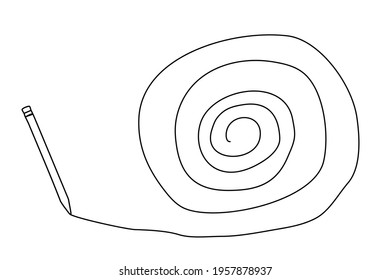 Line art,doodle of circle,rotate,twist and pen isolate on white background.Copy space for your text.