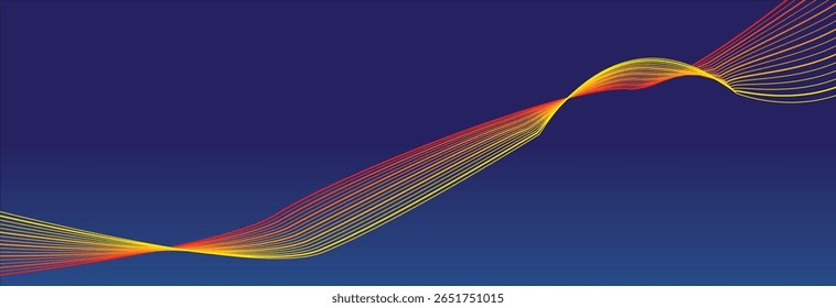 Line arts Background design. line arts with yellow and red lines on blue background for background designs.