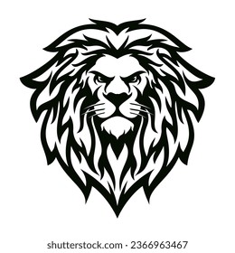 Line arts Lion head black and white