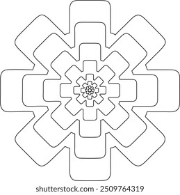 Line artwork of Fan type mandala design