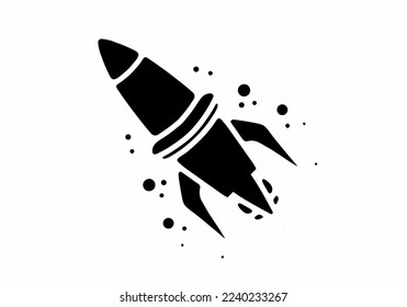 Line artwork illustration tattoo design of a space rocket