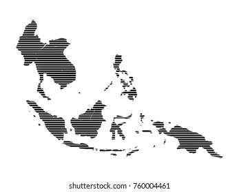 Line Asean map background. AEC Asean Community map.Lines, points, circles and planes. Futuristic design.All elements are separated Abstract white background. Vector illustration EPS 10 .