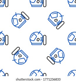 Line Astronaut helmet icon isolated seamless pattern on white background. Colorful outline concept. Vector