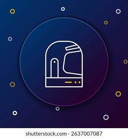 Line Astronaut helmet icon isolated on blue background. Colorful outline concept. Vector