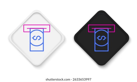 Line ATM - Automated teller machine and money icon isolated on white background. Colorful outline concept. Vector