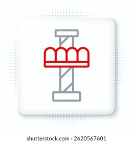 Line Attraction carousel icon isolated on white background. Amusement park. Childrens entertainment playground, recreation park. Colorful outline concept. Vector