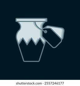 Line Auction ancient vase icon isolated on black background. Auction bidding. Sale and buyers. Flat filled outline style with shadow. Vector