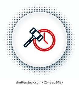 Ícone de martelo de leilão de linha isolado no fundo branco. Gavel - martelo de juiz ou leiloeiro. Processo de licitação, acordo feito. Licitação em leilão. Conceito de contorno colorido. Vetor