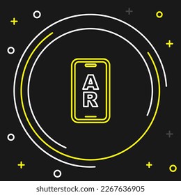 Line Augmented reality AR icon isolated on black background. Virtual futuristic wearable devices. Colorful outline concept. Vector