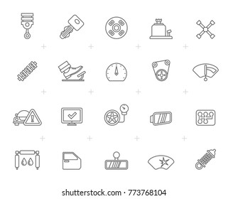 Line  Auto service and car part icons - vector icon set 1