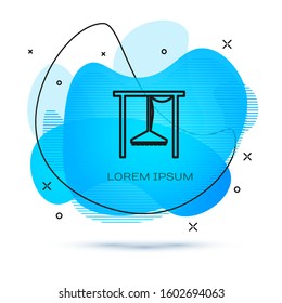Line Automatic irrigation sprinklers icon isolated on white background. Watering equipment. Garden element. Spray gun icon. Abstract banner with liquid shapes. Vector Illustration