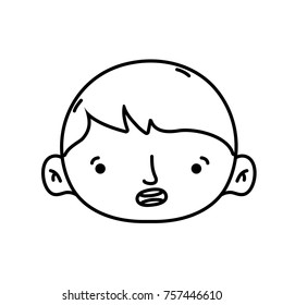 line avatar boy head with hairstyle design