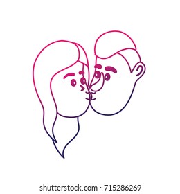 line avatar couple face kissing with hairstyle design