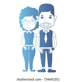 line avatar couple with hairstyle and clothes
