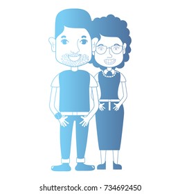 line avatar couple with hairstyle and clothes