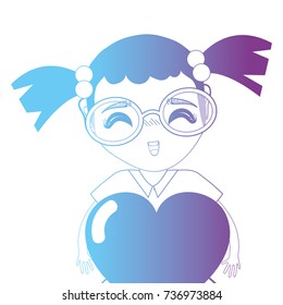line avatar girl with hairstyle and heart design