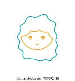 line avatar girl head with hairstyle design