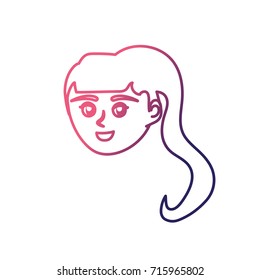 line avatar happy woman face with hairstyle design