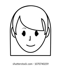 line avatar happy woman head with hairstyle
