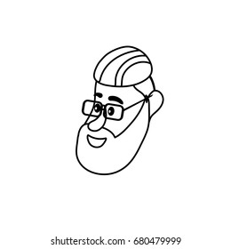 line avatar man face with hairstyle design